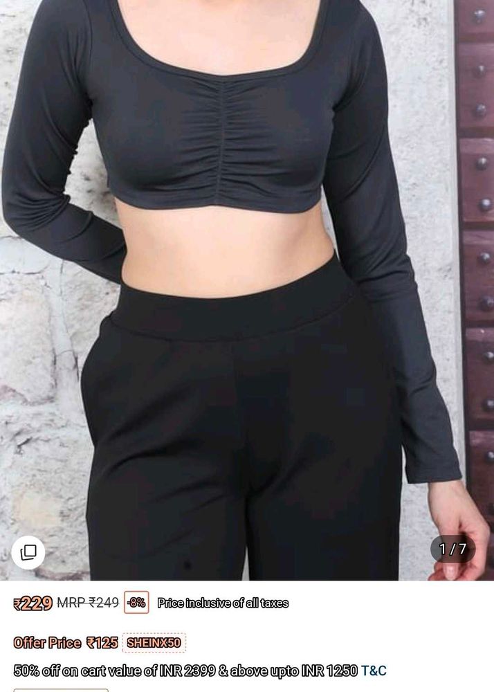 Chic Black Ruched Crop Top