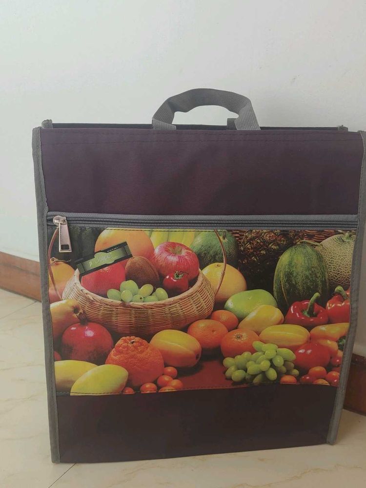 Insulated Fruit Print Tote Bag