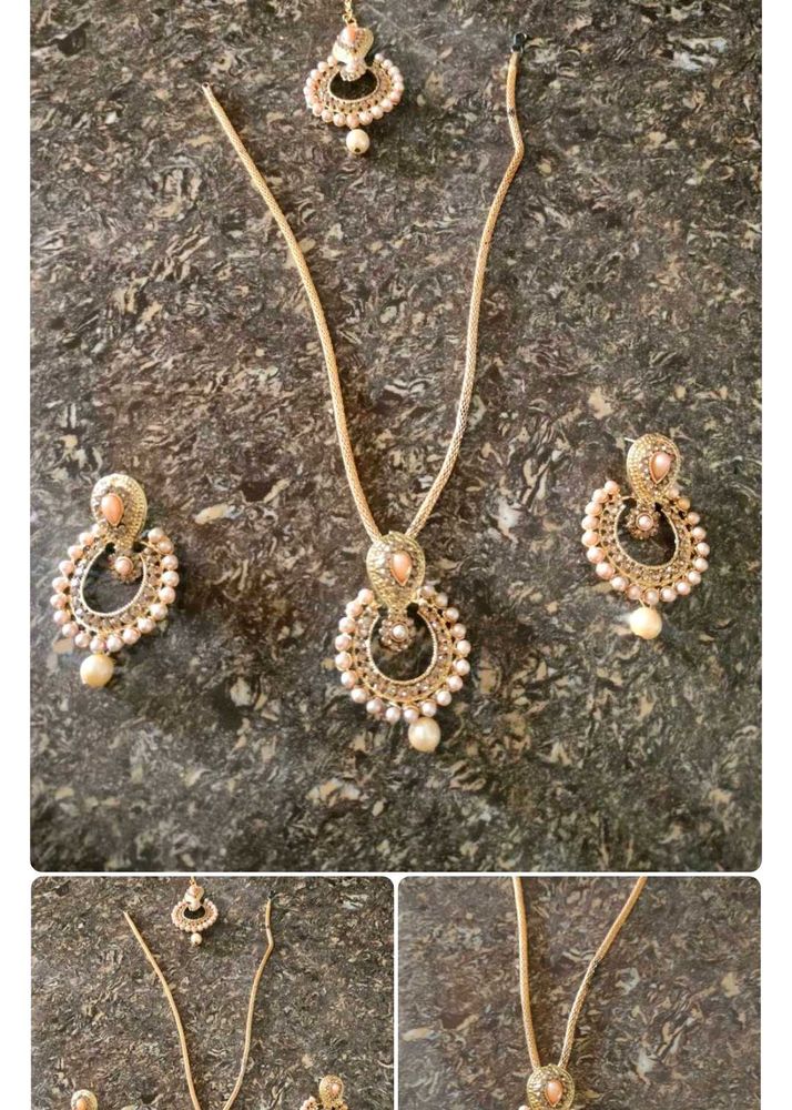Elegant Pearl Necklace and Earring Set