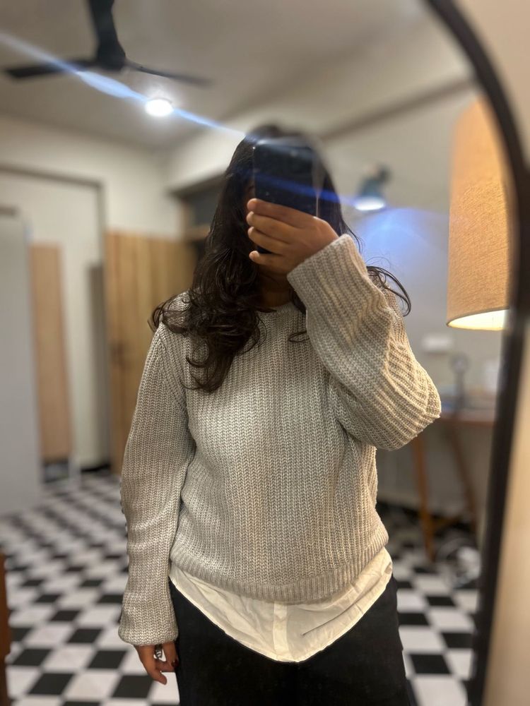 H&amp;M Gray Layered Look Sweater