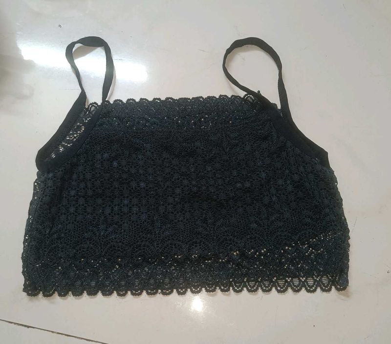 Black Lace Cami Crop Top (Bralette)