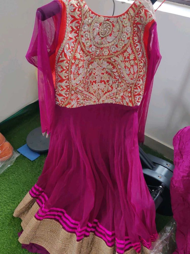 Embroidered Pink Anarkali Dress