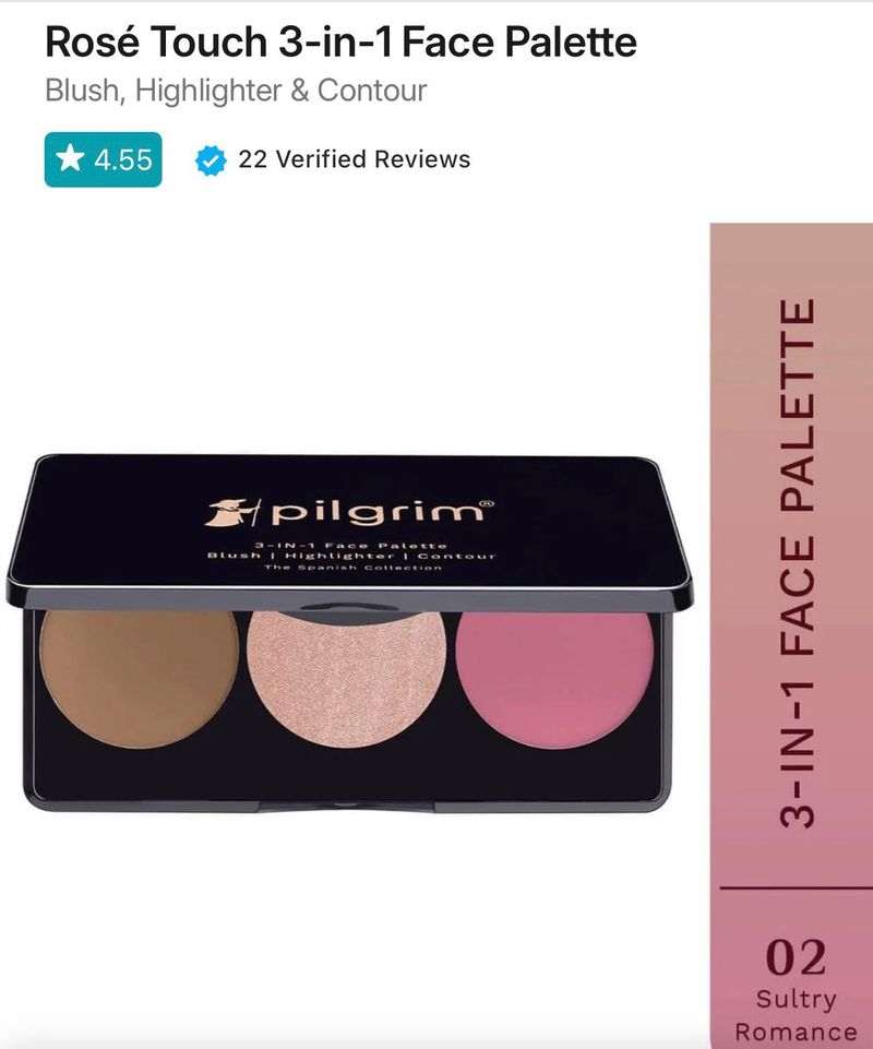 Pilgrim Rose Touch 3-in-1 Face Palette