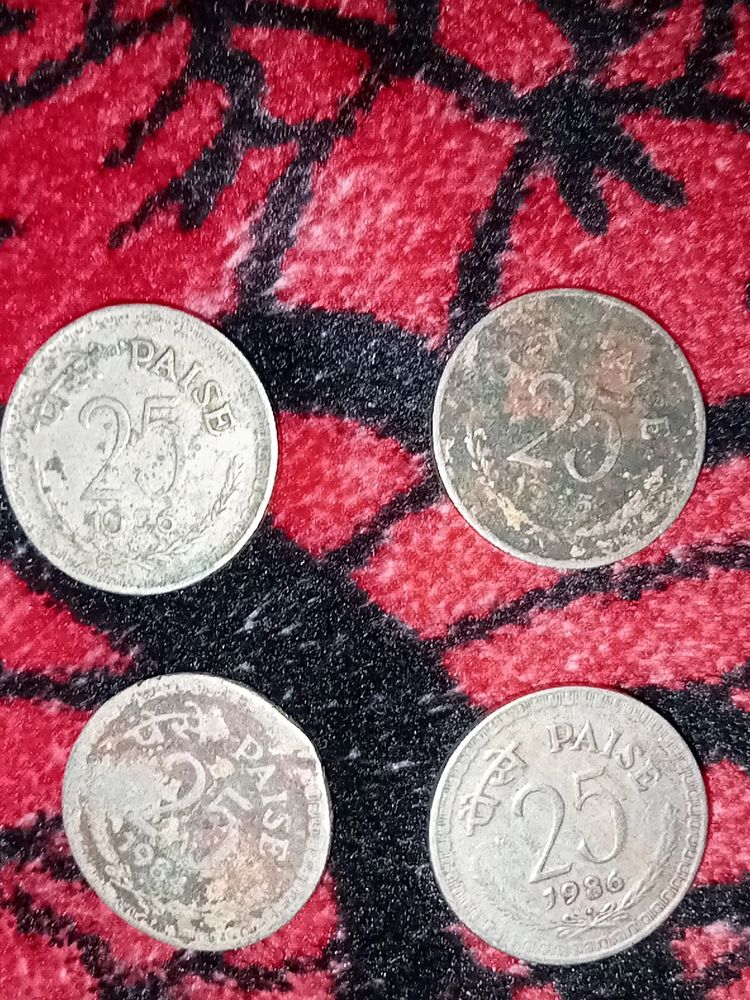 Vintage 25 Paise Coins - 1936 Collection