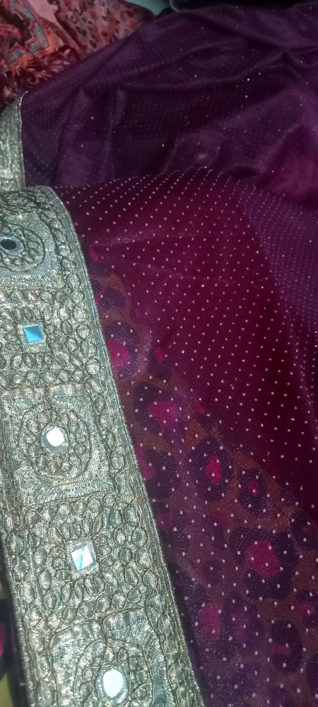 net dott saree with mirror work border