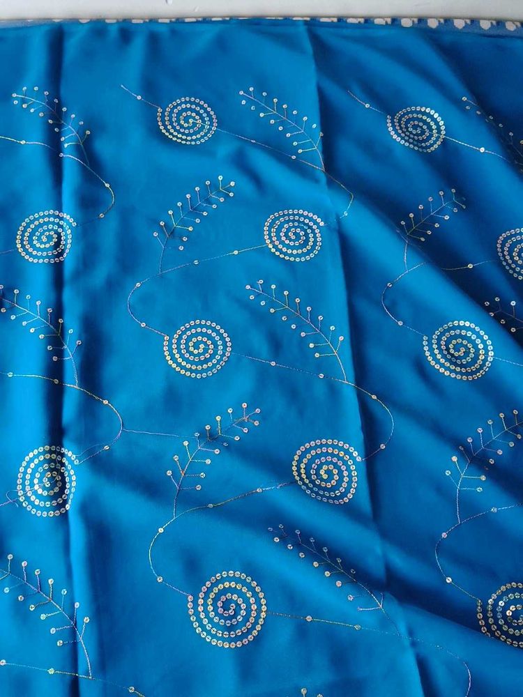 Vibrant Blue Sequin Saree