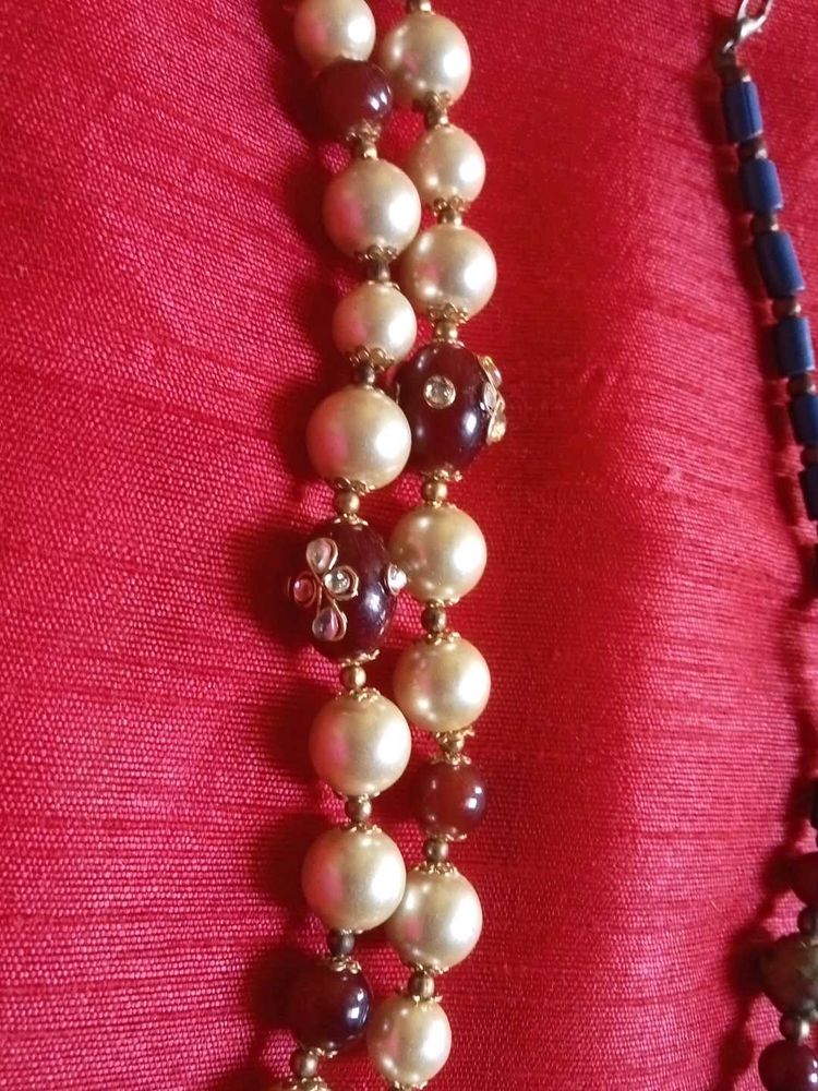 per set 99 Elegant Pearl &amp; Burgundy Necklac
