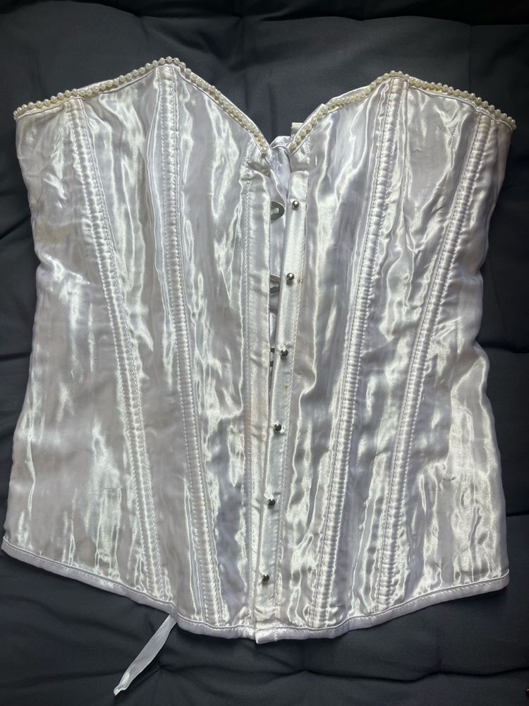 White Satin Corset Top