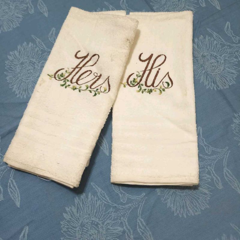 2 White Towel Set - His &amp; Hers