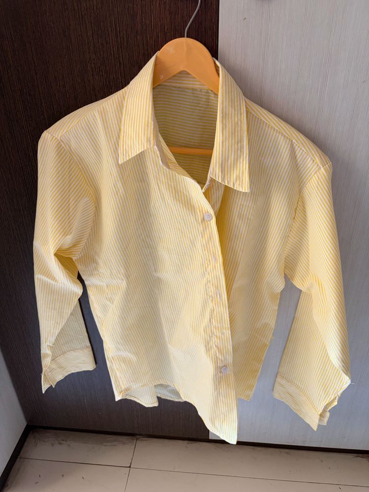 Yellow Striped Collared Shirt