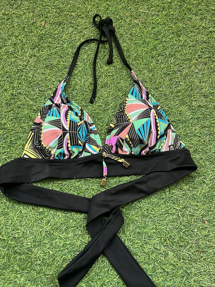 Colorful Geometric Print Bikini Top