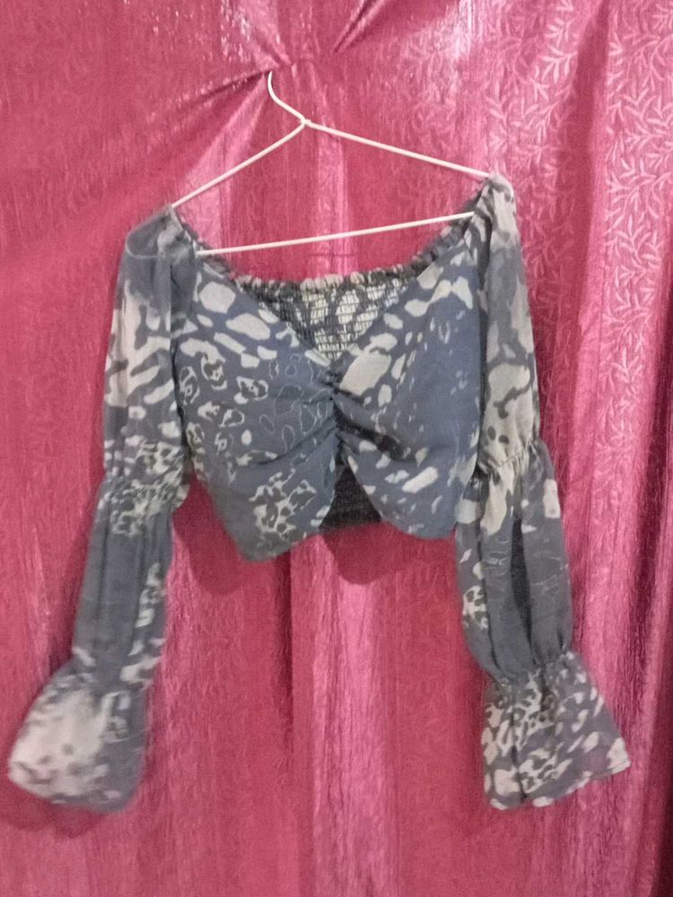 Sheer Ruched Crop Top