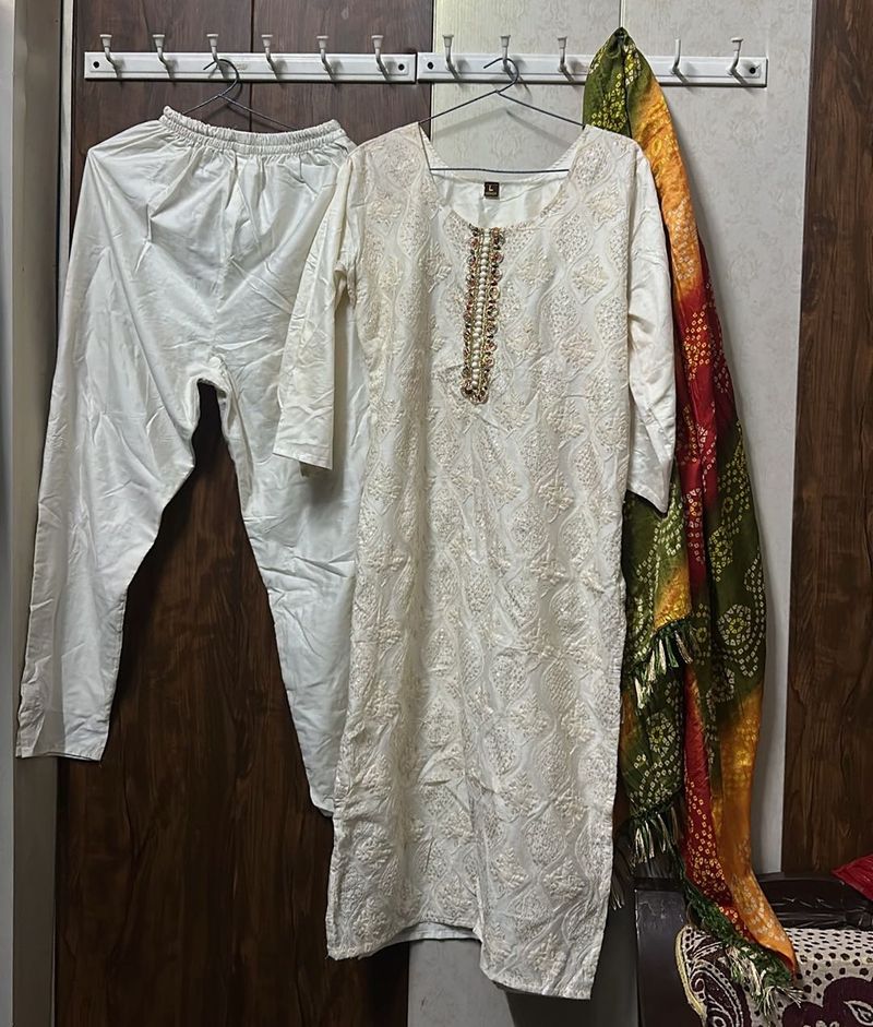 Elegant Chikankari Kurta Set with Dupatta
