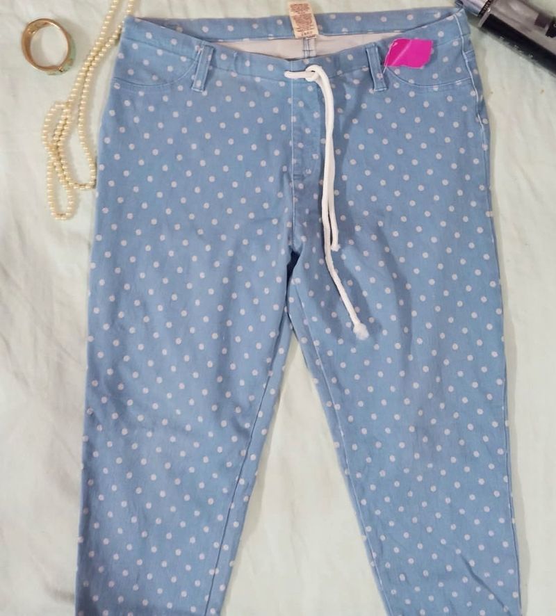 Cute Polka Dot Light Blue Pants