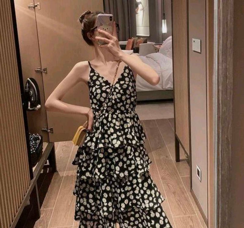 Floral Print frill Tiered Cami Cute Dress New