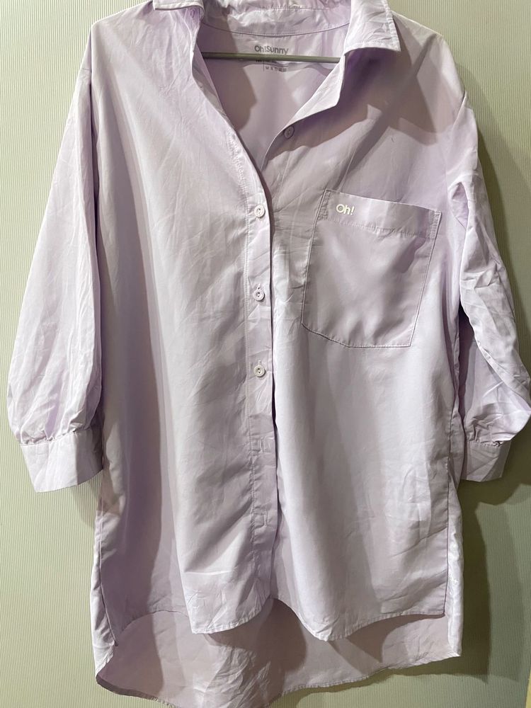 Lilac Oversized Button-Up Shirt