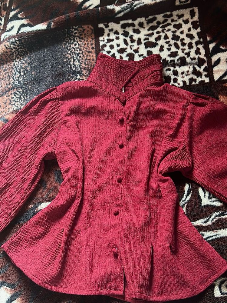 Maroon Peplum Top