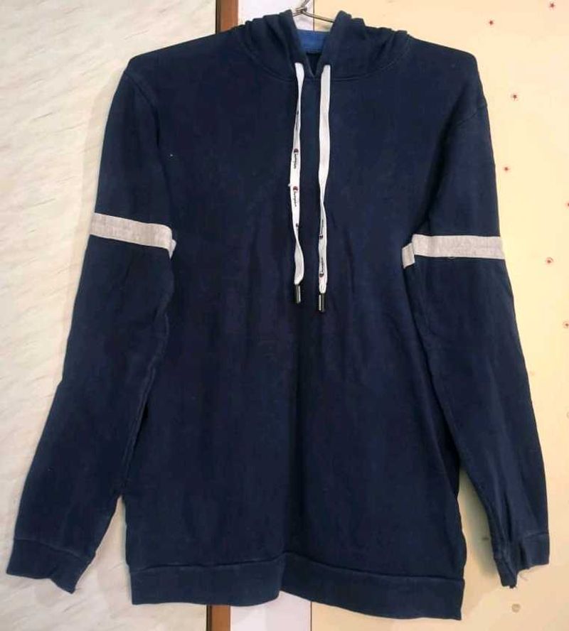 Navy Hoodie with Stripe..