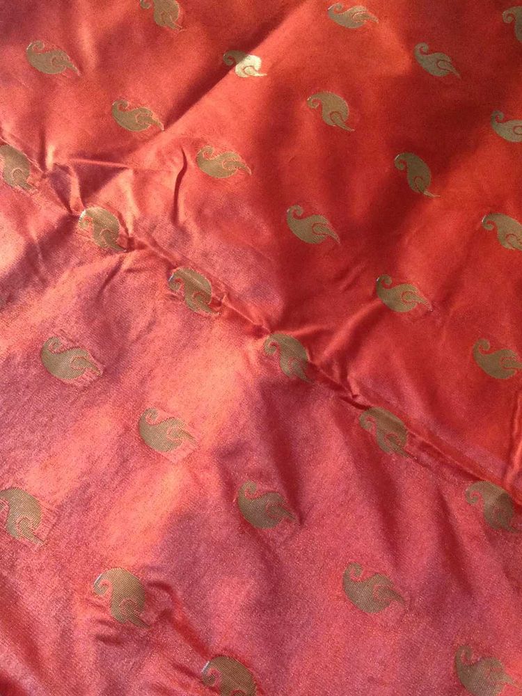 Elegant orange saree  with Gold Motifs