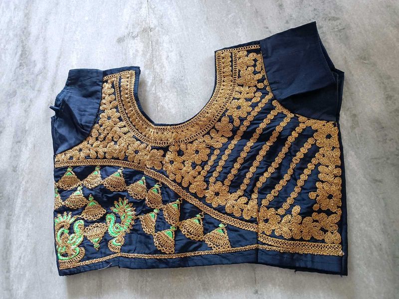 Embroidered Navy Blue Blouse