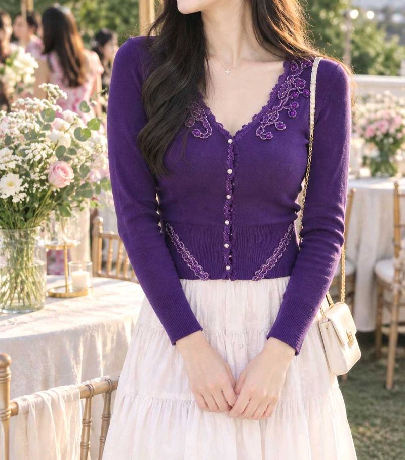 korean  Embellished Cardigan