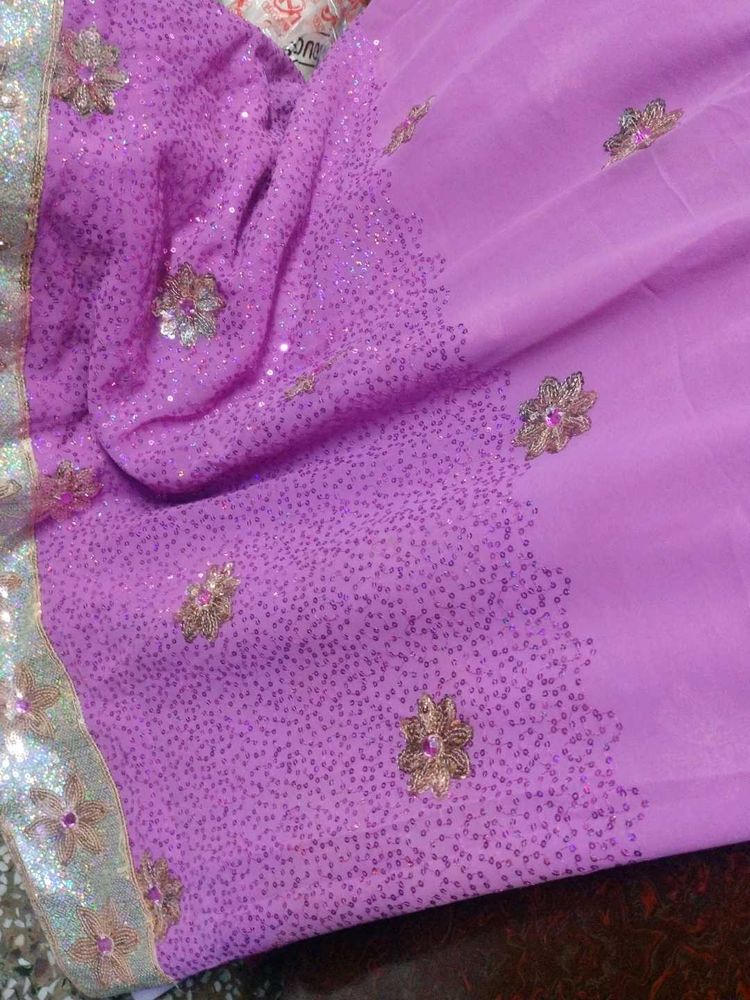 beautiful saree with sequence work