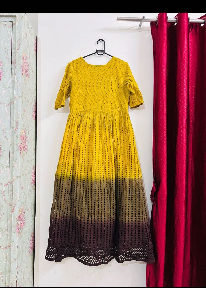 Yellow Ombre Broderie Anglaise Gown