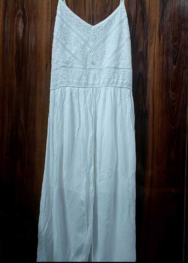 white lace spaghetti strap jumpsuit