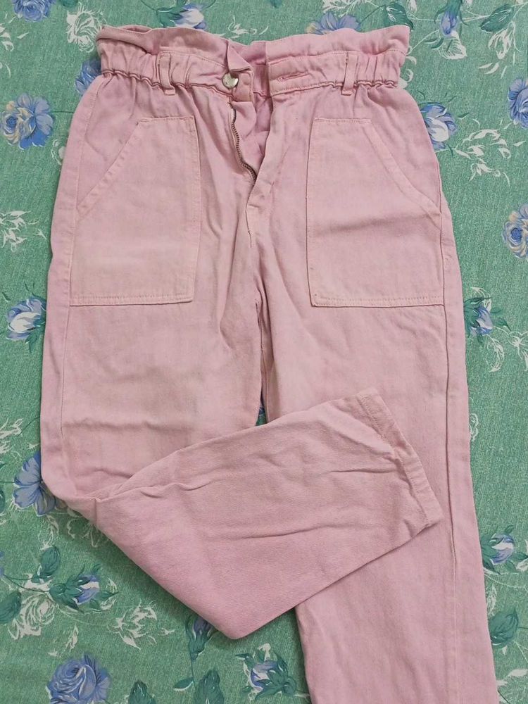 Pink Paperbag Waist Pants