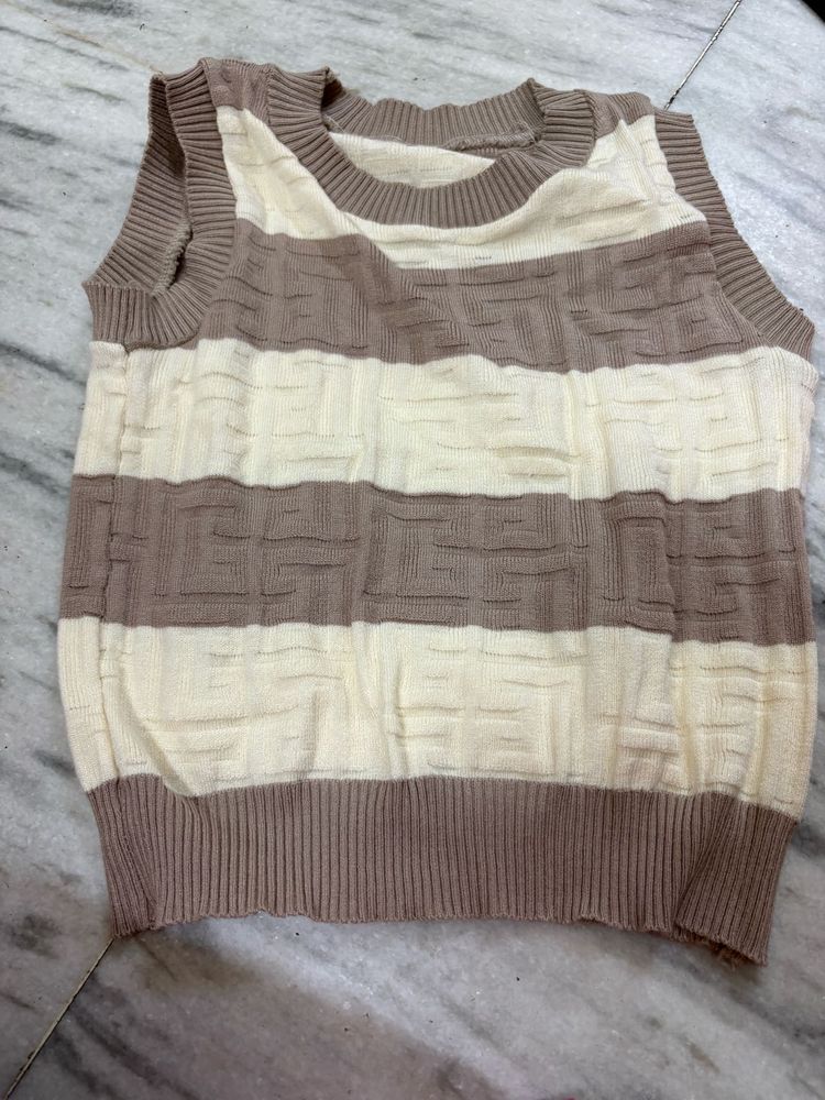 Striped Sleeveless Knit Top