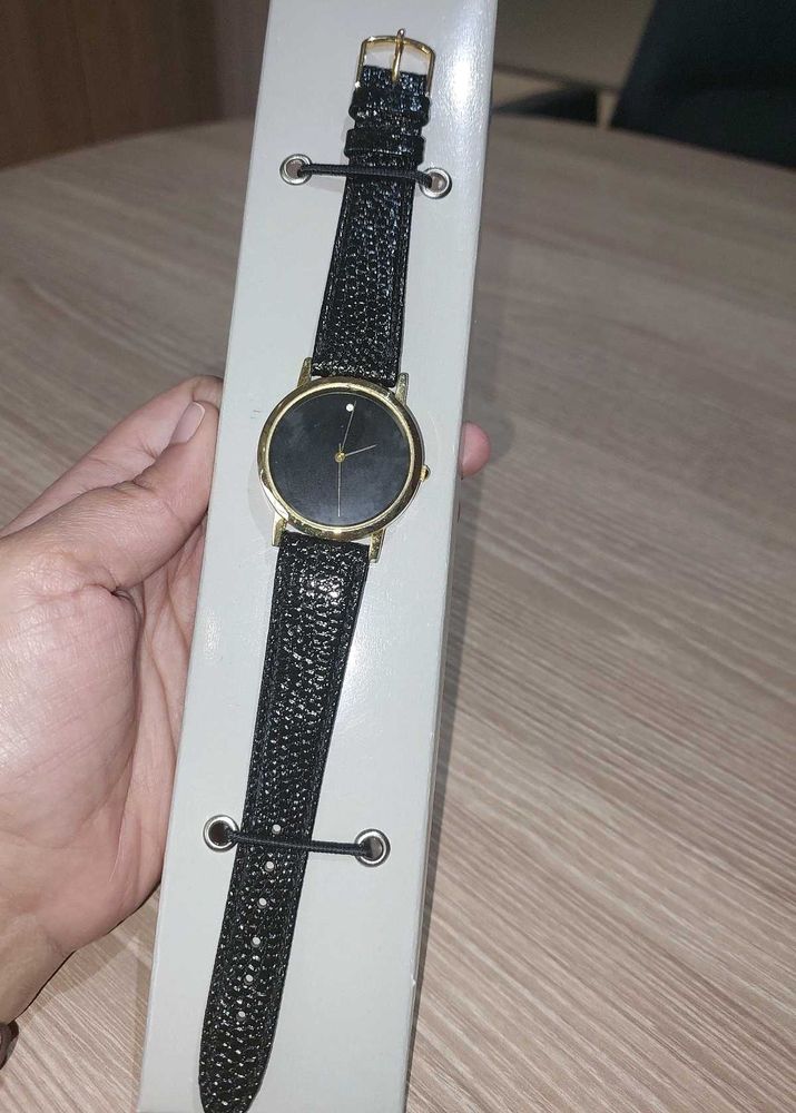 Classic Black Genuine Leather Watch