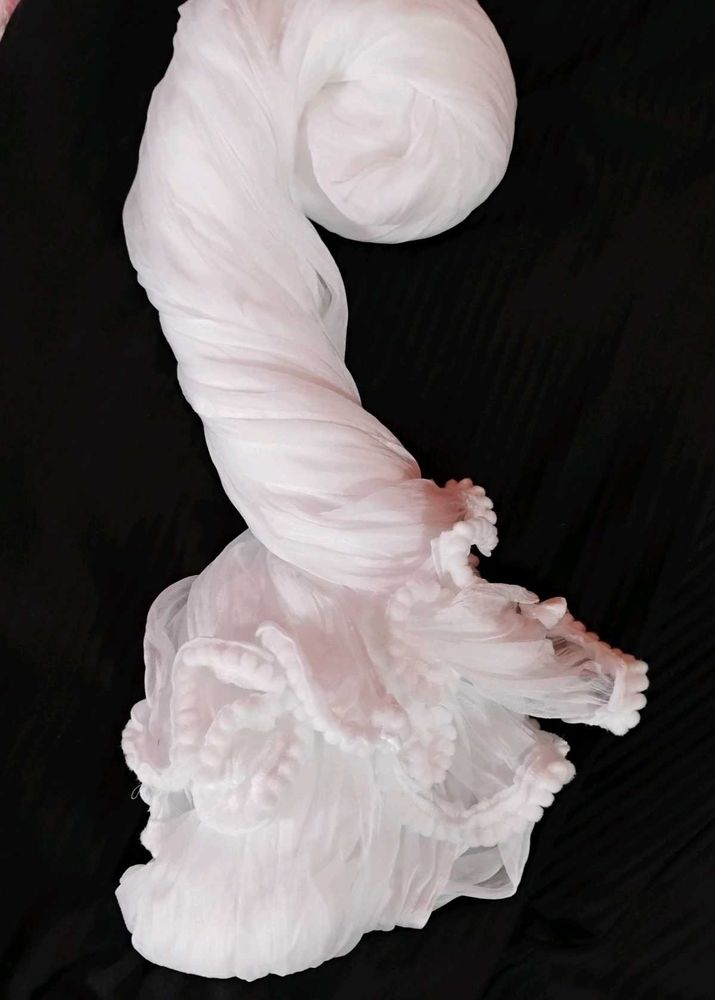 White Dupatta with Tassels