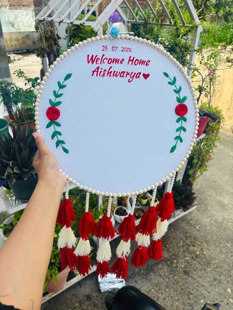 bride welcome handprint hoop