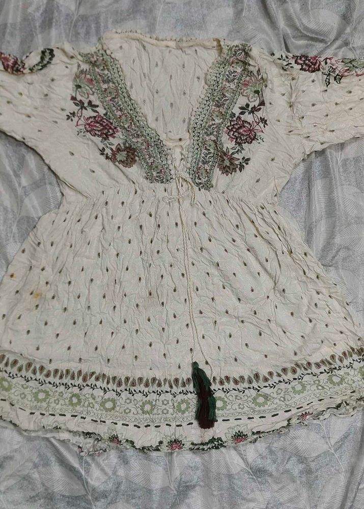 Boho Embroidered Cotton Kurta frock