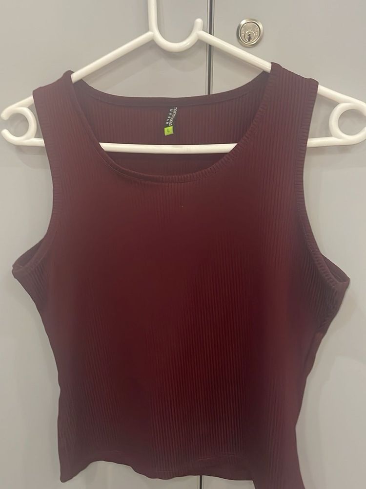 Maroon Ribbed Tank Top