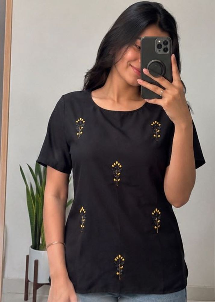 Elegant Black Embroidered top