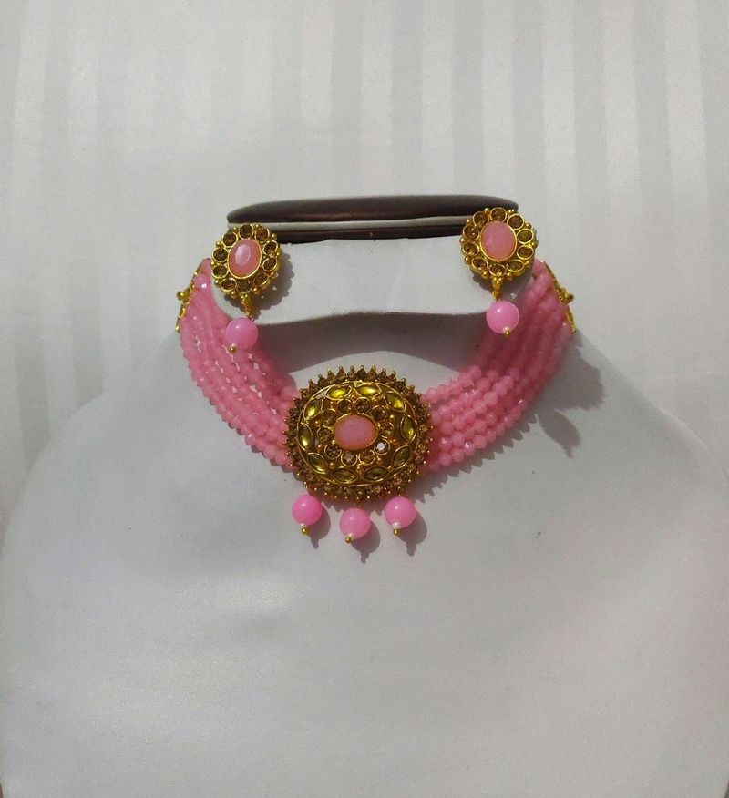 Pink Crystal Choker