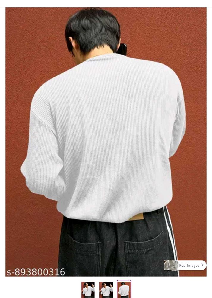 Men's White Textured T-Shirt