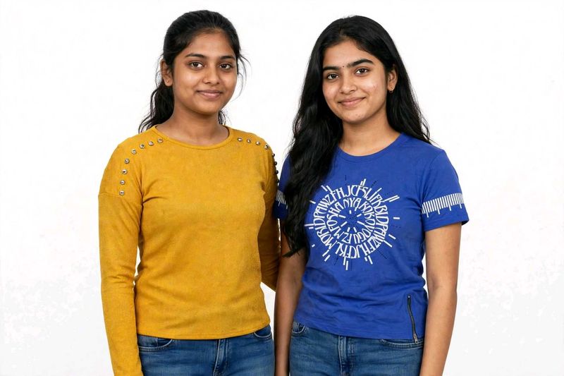 yellow top shirt and Blue Graphic Print T-Shir