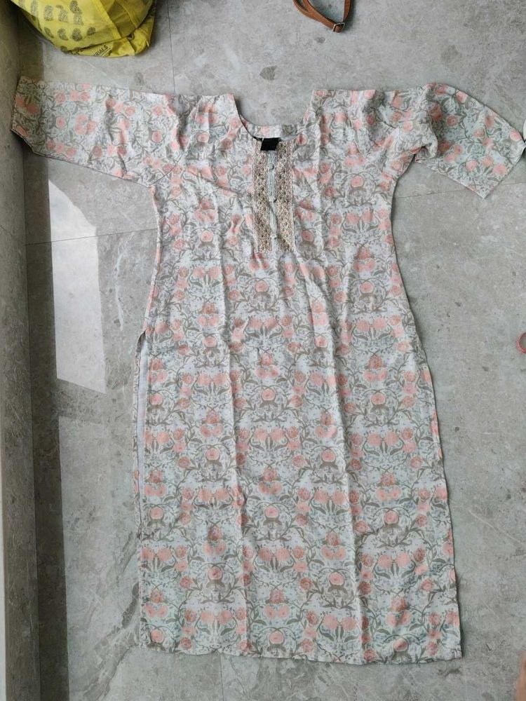 Floral Print Cotton Kurta