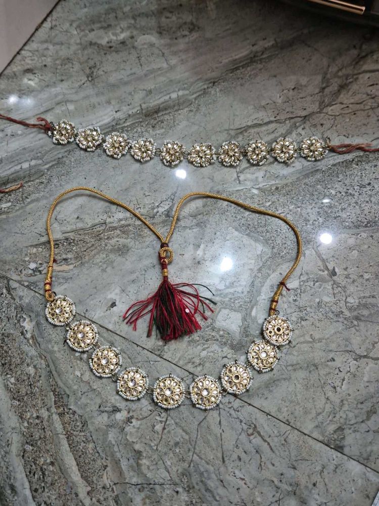 Elegant Ethnic Necklace Set and sheesh patti