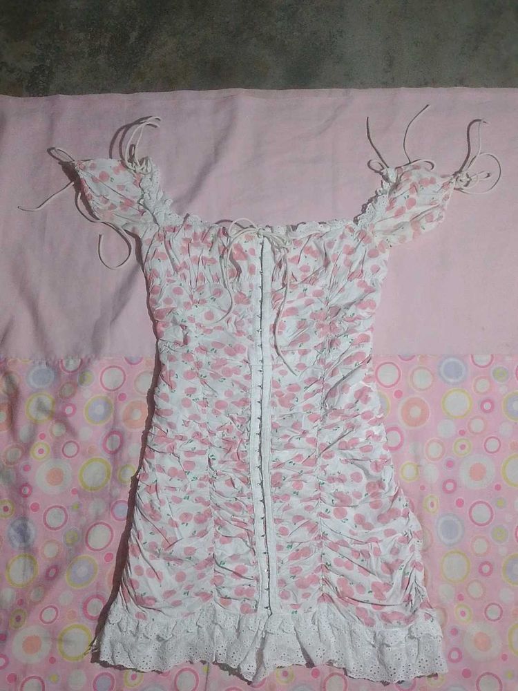Cute Floral Ruched Mini Dress