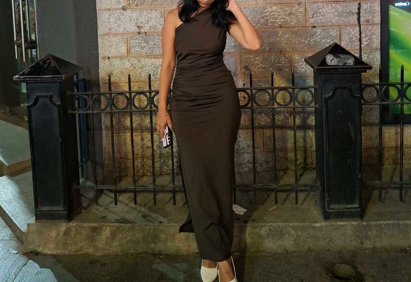 Elegant One-Shoulder Ruched Maxi Dress
