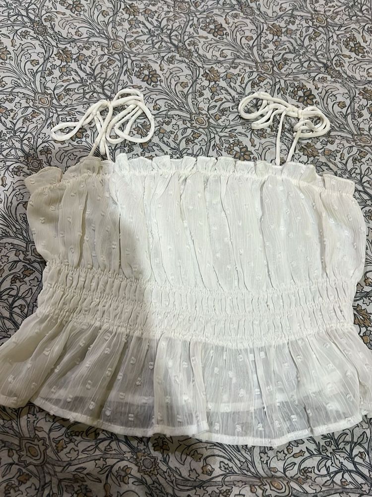 White Smocked Cami Top