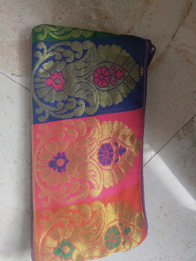 Embroidered Brocade Pouch