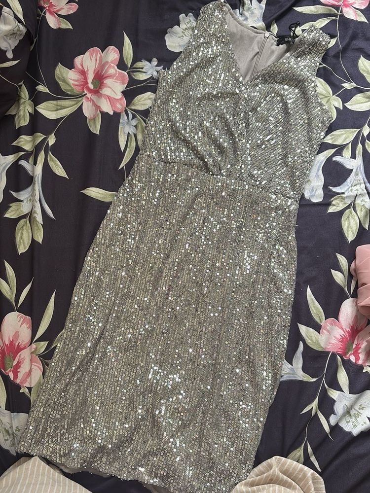 Sparkling Silver Sequin Dress