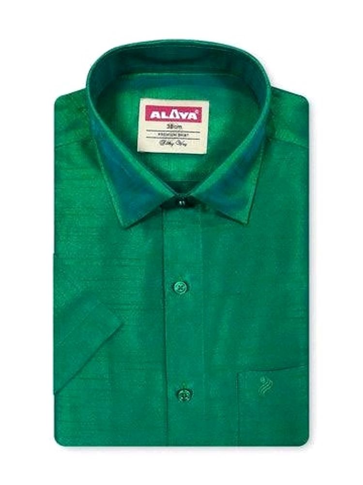 Price Drop🤑 Silk Shirt For Men Peacock Color 38