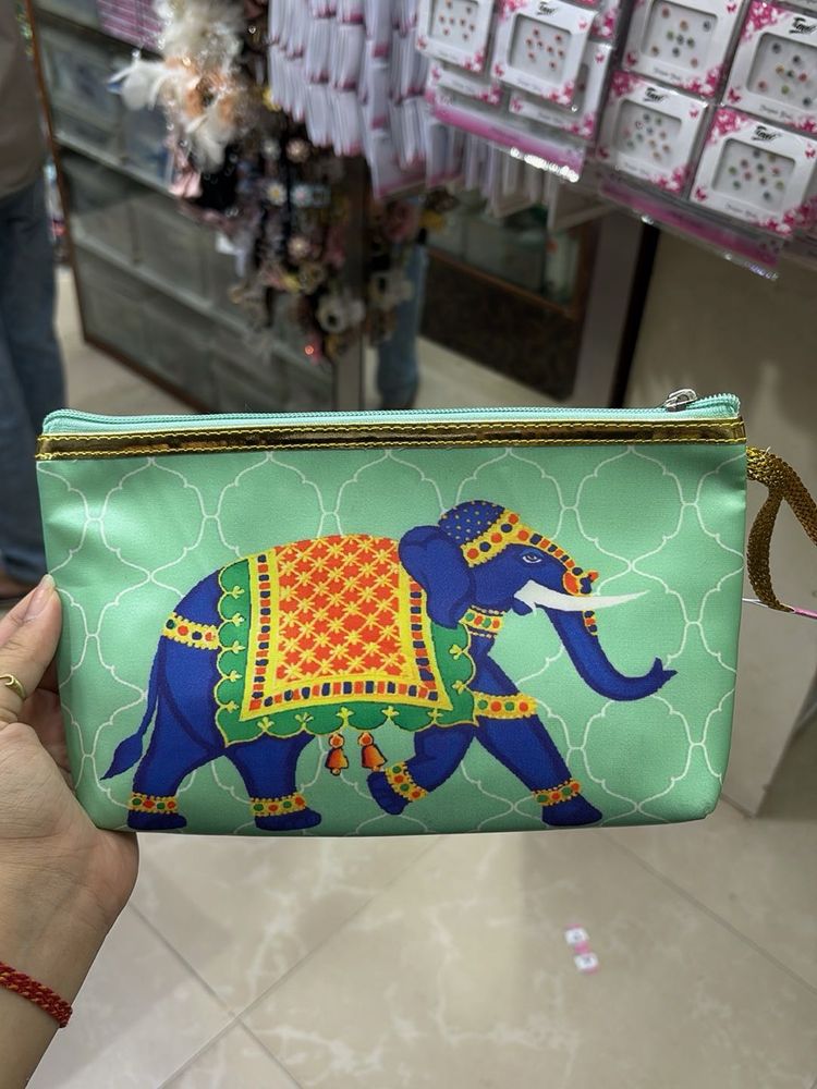 Boho Elephant Print Pouch Bag any1