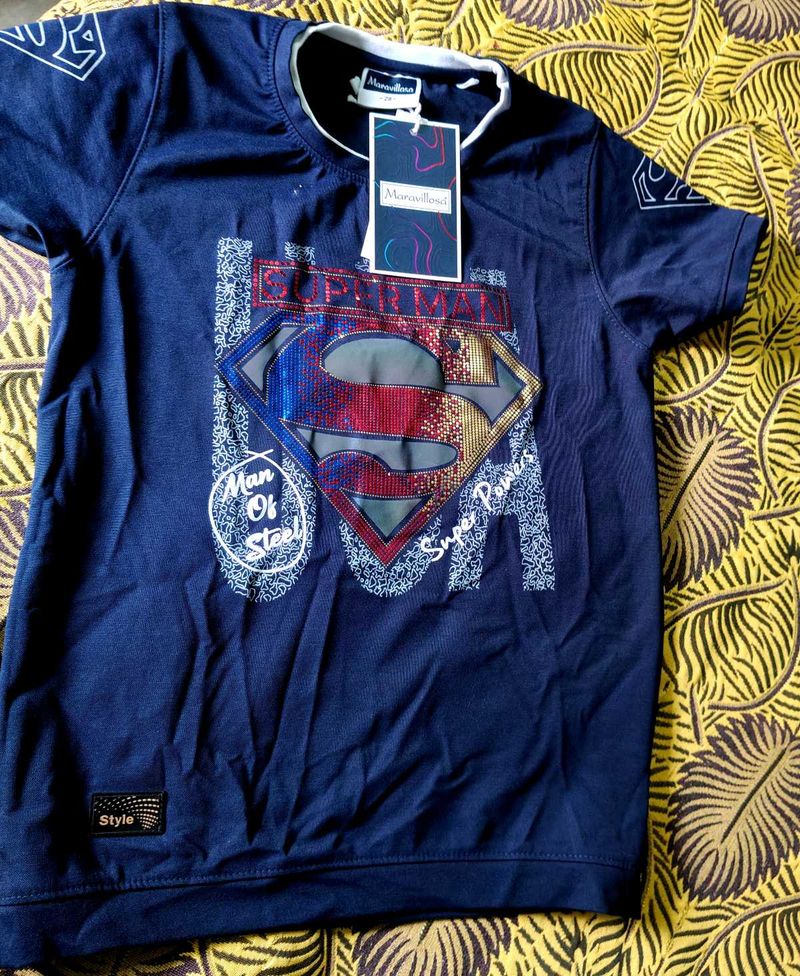 Superman Shainy Tshirt For Kids 5 To 7 Year