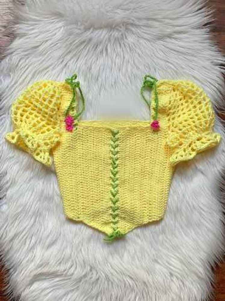 Crochet Puff Sleeve Crop Top